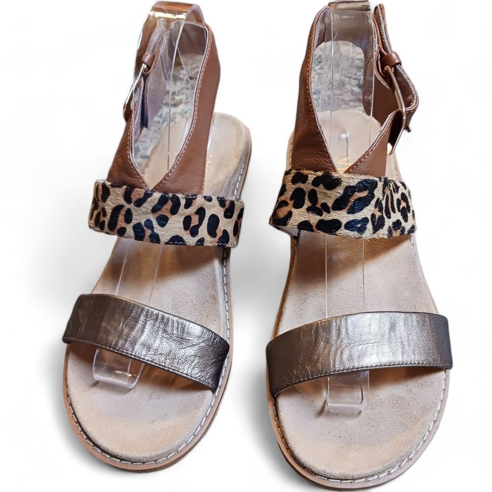 🤎Vionic Cancun Leopard Print Wedge Heel Sandals